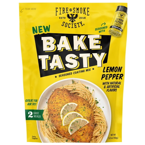 Fire & Smoke Society Bake Tasty Lemon Pepper Seasoned Coating Mix, 5.3 oz