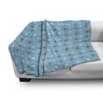 thumbnail image 2 of Cartoon Soft Flannel Fleece Throw Blanket, Nursery Themed Pattern of Clouds and Flying Plane with Pilot, Cozy Plush for Indoor and Outdoor Use, 50" x 60", Sky Blue Pale Coffee, by Ambesonne, 2 of 5