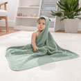 thumbnail image 6 of Comfy Cubs Hooded Baby Towels 2-Pack, Large 32" x 32" - 6 Layer, 100% Muslin Cotton, Pacific Blue and Fern, 6 of 7