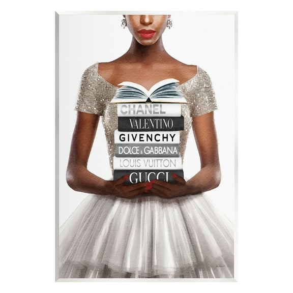 Stupell Industries Trendy Girl with Books Beauty & Fashion Painting Unframed Art Print Wall Art, 10 x 15