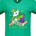 thumbnail image 4 of Inktastic St Patricks Day Irish Unicorn Illustration with Shamrocks Women's V-Neck T-Shirt, 4 of 5