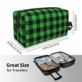 thumbnail image 4 of Goofa Buffalo Plaid Green Black Printed Toiletry Bag with Handle,Large Capacity Travel Makeup Cosmetic Bag for Women, Carry on Airport Airline Compliant Bag, 4 of 9