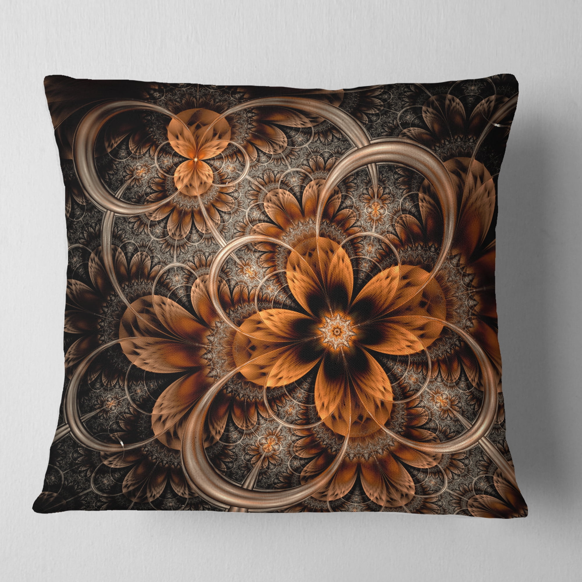 Designart 16" x 16" Orange Polyester Throw Pillow