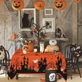 thumbnail image 2 of Rectangle Halloween Tablecloth 60x120Inch, Scary Pumpkin Spooky Castle Witch Table cloth,Polyester Waterproof Wrinkle Resistant Durable Tablecloth for Halloween, Party, Holiday, Kitchen and Home Decor, 2 of 6