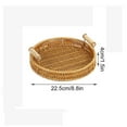 thumbnail image 3 of Cinvoph Cane Woven Serving Tray with Handles Round Decorative Tray for Living Room Coffee Table, Premium Elegant for Breakfast in Bed, Candle Display & Home Decor,, 3 of 5
