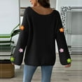 thumbnail image 4 of ShomPort Women's Floral Crochet Sweater Boat Neck Flared Sleeve Off The Shoulder Sweater Fall Casual Oversized Sweater, 4 of 4