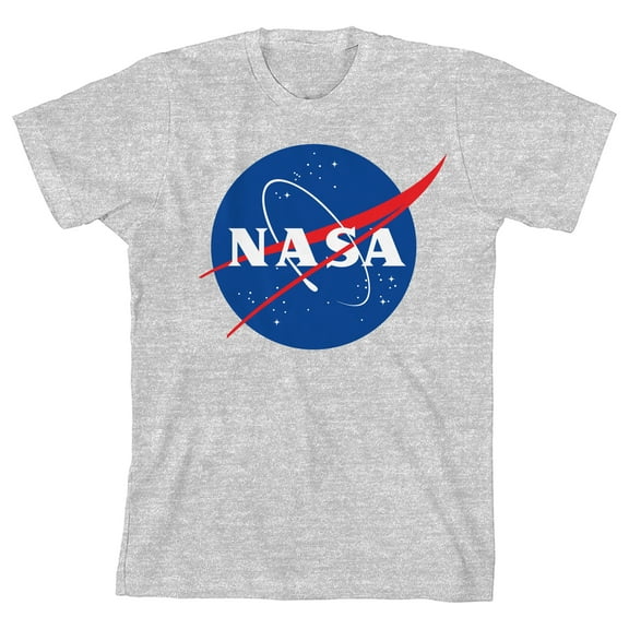 NASA Classic Logo Youth Girl Heather Gray Short Sleeve Tee-Medium