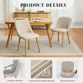 thumbnail image 4 of TacleeKii Modern Upholstered Dining Chairs Set of 2, Curved Back, Wood Legs, 300 lb Weight Capacity, Beige, 4 of 9