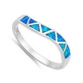 thumbnail image 4 of CHOOSE YOUR COLOR Blue Simulated Opal Wave Curve Midi Thumb Ring .925 Sterling Silver Band CZ Female Size 4, 4 of 4