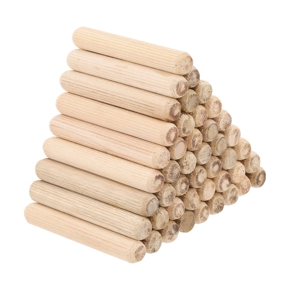 1/2" x 3-1/8" Wood Dowel Pins Fluted Wooden Dowels for Furniture Projects, 50 Pack