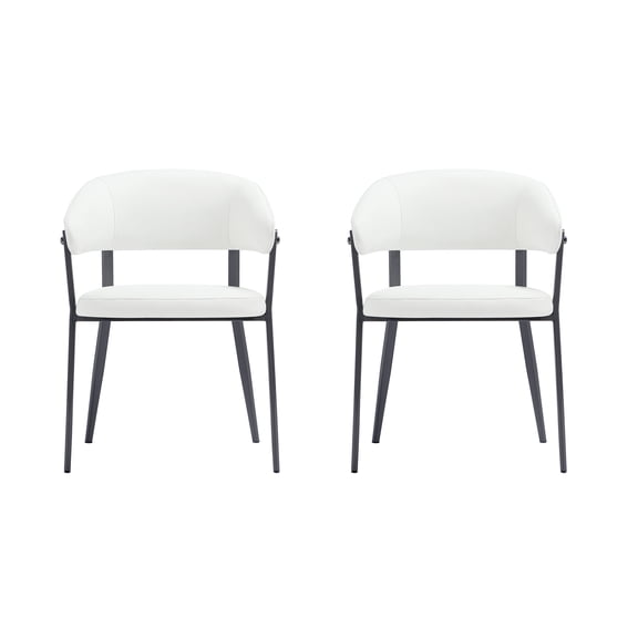 Belle White Textured Leatherette Dining Chair with Metal Legs - Set of 2
