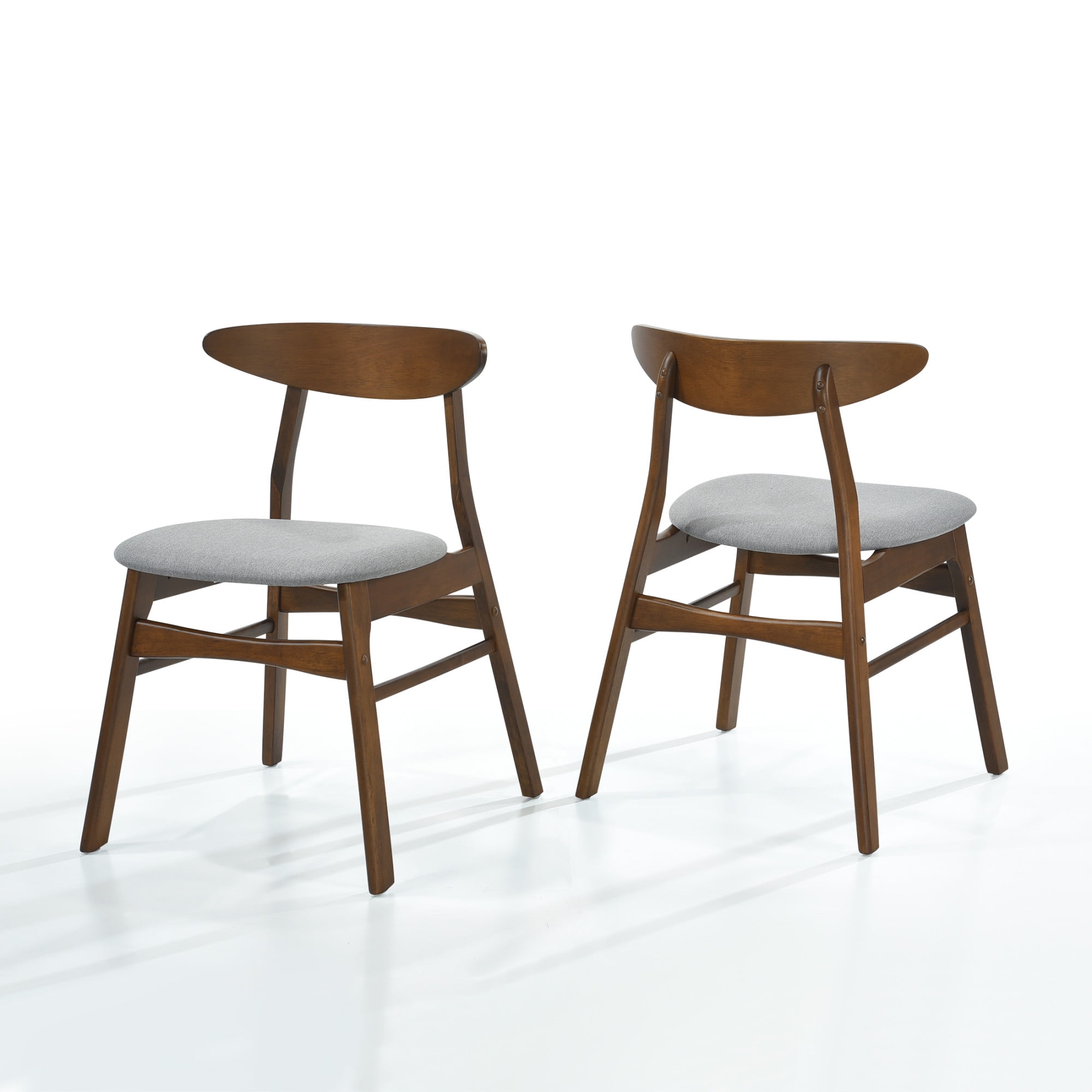 WestinTrends Mid Century Modern Upholstered Walnut Wood Dining Chairs