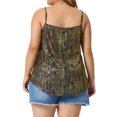 thumbnail image 3 of Plus Size Sequin Tank Tops for Women V Neck Bronzing Glitter Cami Sleeveless Camisole Vest 1X Black Gold, 3 of 6