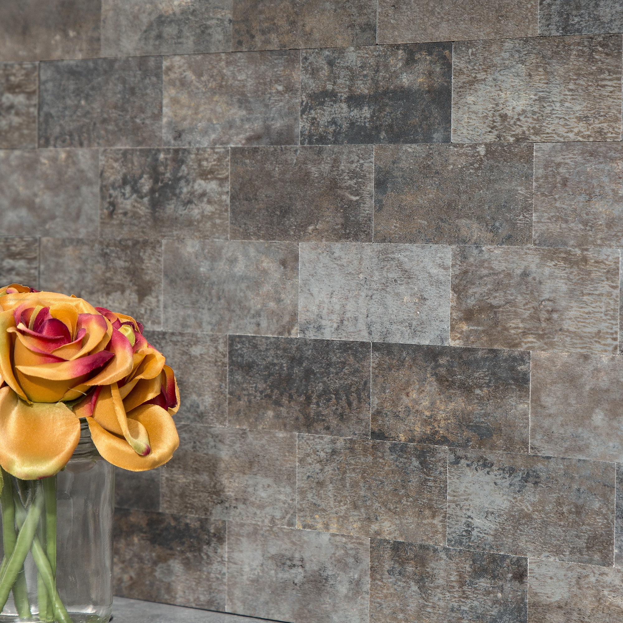Aspect Collage 14in x 6in Peel and Stick Backsplash in Ancient Cork 15 Sq Ft Kit