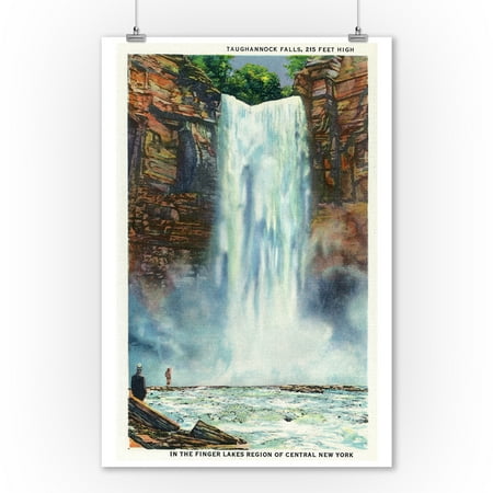 Ithaca, New York - View of Taughannock Falls from the Bottom (9x12 Art Print, Wall Decor Travel