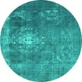 thumbnail image 1 of Ahgly Company Machine Washable Indoor Round Persian Turquoise Blue Bohemian Area Rugs, 4' Round, 1 of 4