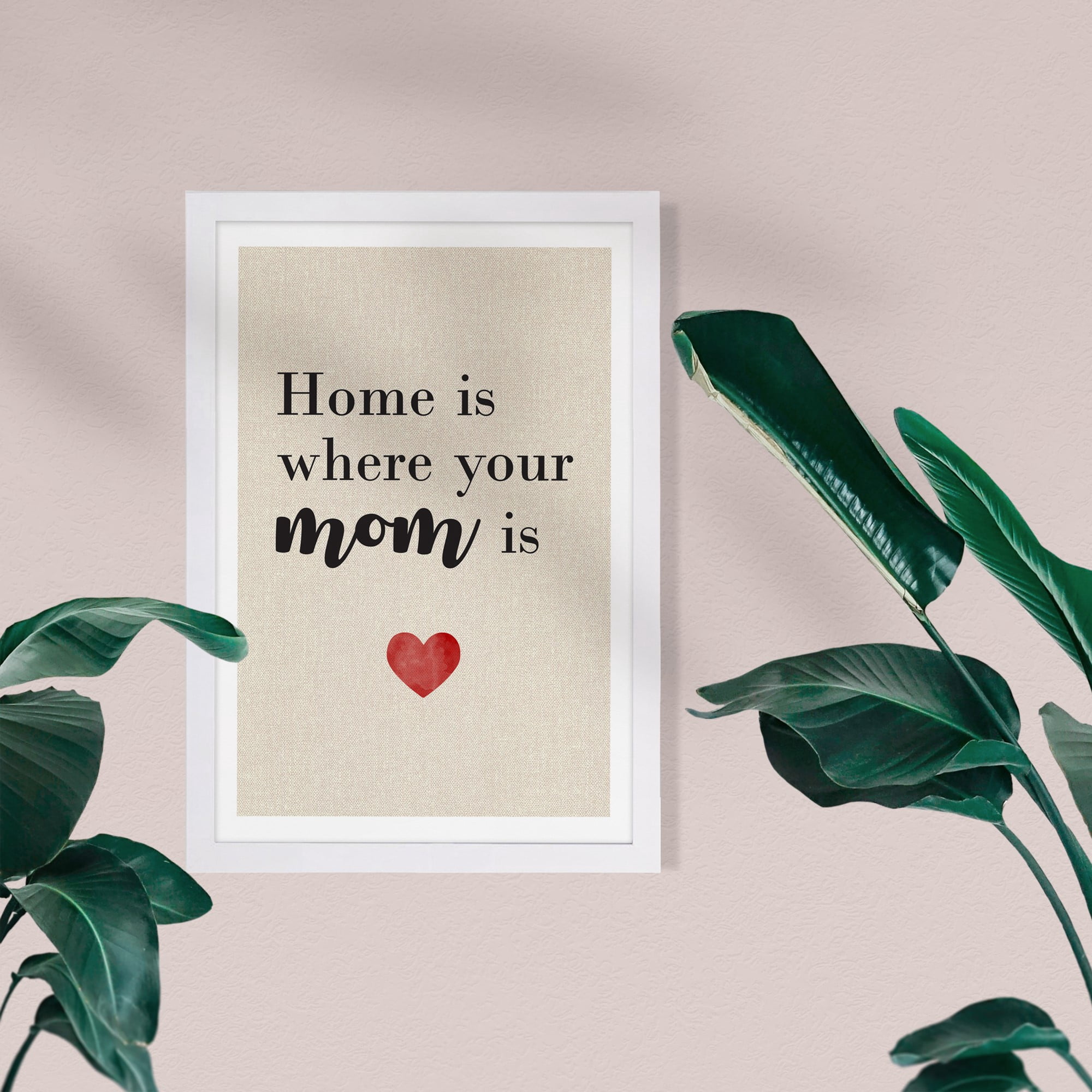 Mom is Family Quotes and Sayings 13" x 1.00" Framed Painting Art Print, by Wynwood Studio