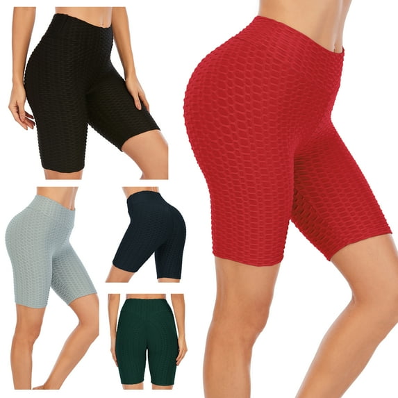 Women's Butt Lifting Five-point Yoga Pants Anti Cellulite Workout Textured Shorts for Jogging Cycling Table Tennis Volleyball Tennis