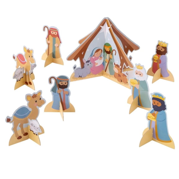 Simple Blessings Christmas Nativity Tabletop Cardstock Centerpiece Set - 8 Pc.