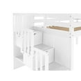 thumbnail image 6 of Bedz King Contemporary Low Loft Twin Bed with 3 Step-Stairway, White with Pink & White Tent, 6 of 9