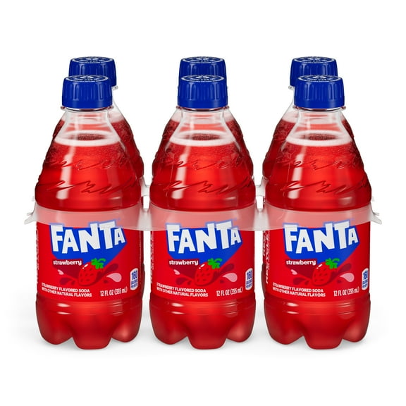 Fanta Strawberry Soda Pop Soft Drink Bottles, 12 fl oz, 6 Pack