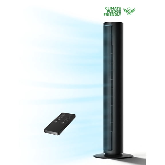 Tower Fan for Home, 80° Oscillating Silent Bladeless Floor Fan with Remote, 4 Speeds, 40 in Multiple Modes, 7-Hour Timer, Led Display Screen, Vertical Fan For Home, Living Room, Office, Black