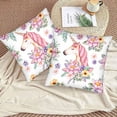 thumbnail image 6 of Pink Throw Pillow Cover Set of 2 Cases Watercolor Flower Blue Leaf Cosplay Outdoor Decor Pillowcase Home Square 18x18 Inch Pillow Slip, 6 of 6