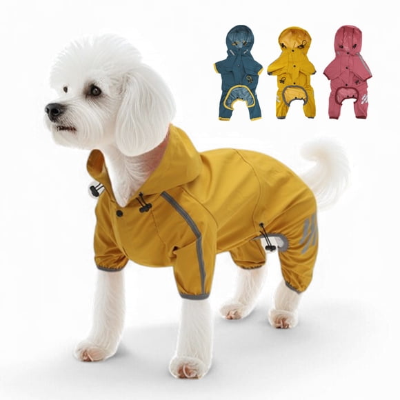 Unique Bargains Dog Raincoat Waterproof Dog Rain Jacket with Hood Rain Coat for Dogs Reflective Lightweight Dog Rain Coat Large Yellow