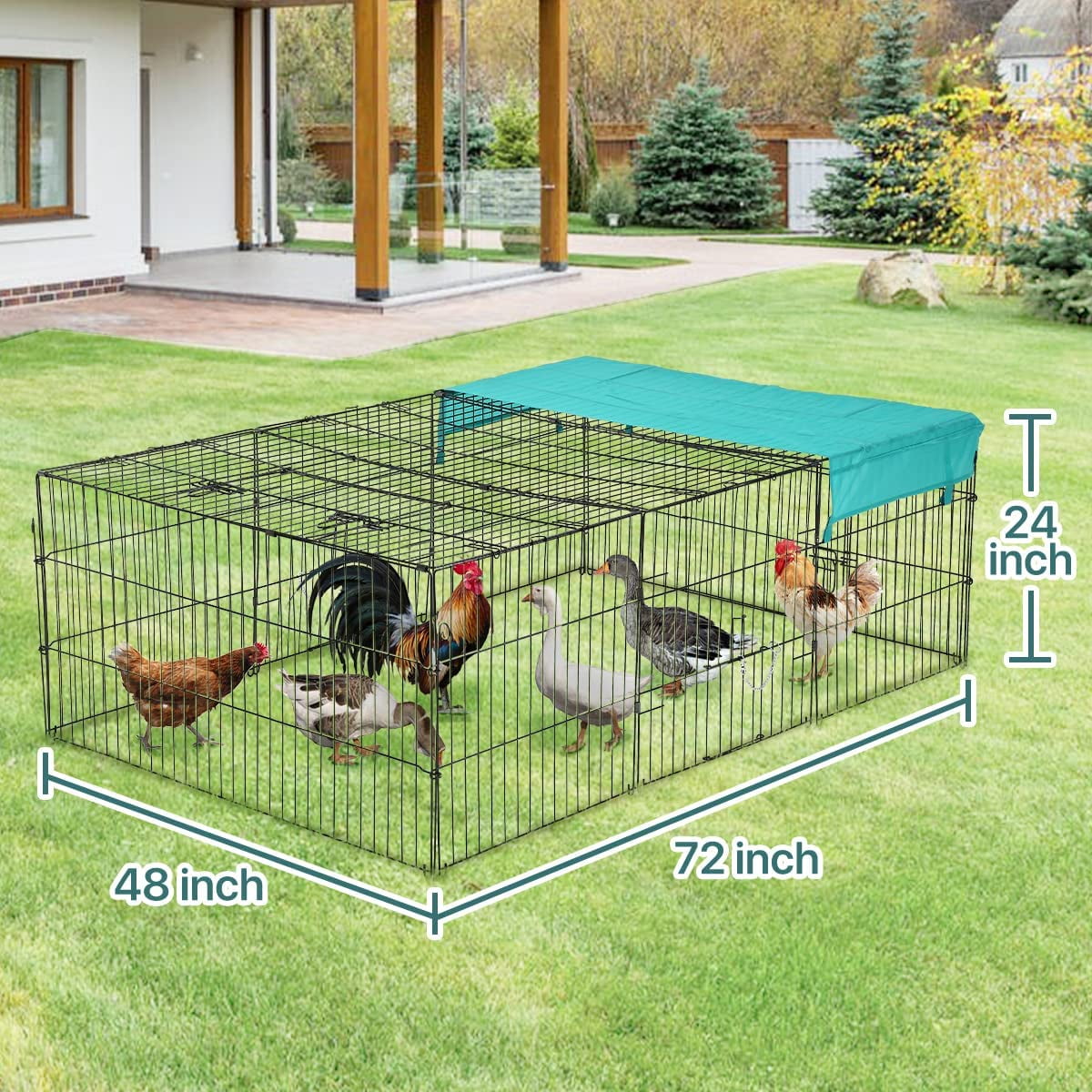 Buy Dkeli Metal Chicken Coop Cage Walkin Rabbit Enclosure Pen Outdoor