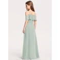 thumbnail image 2 of Drtj 2-14T Kids Teens Junior Bridesmaid Flower Girl Dresses Cascading Ruffles A-line Cold Shoulder Halter Floor-Length Chiffon, 2 of 5