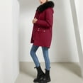 thumbnail image 5 of Long Winter Coats for Women Ladies Pie Over Fleece Padded Jacket with Collar Hooded Warm Coat Winter Coats for Women, 5 of 7