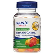 Equate Extra Strength Heartburn + Antacid Relief Chews, Assorted Fruit, 60 Chewable Tablets