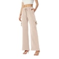 thumbnail image 2 of Cargo Pants Women Petite Size Elastic Waist Bootcut Yoga Workout Casual Trousers Beige XL, 2 of 5