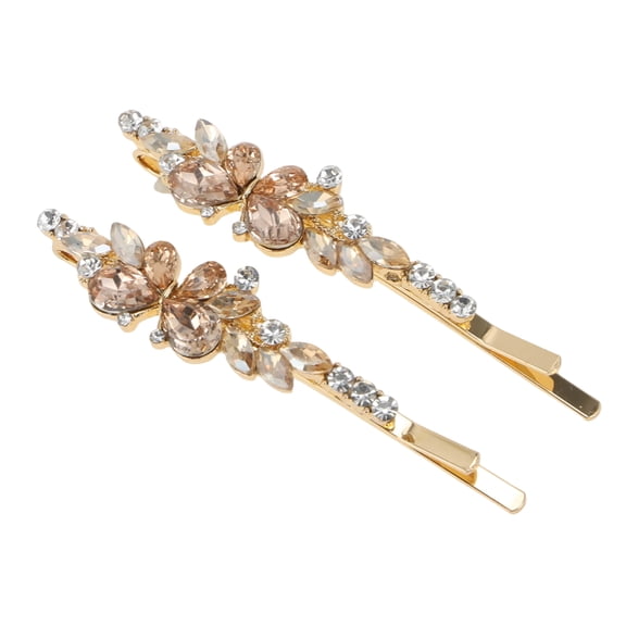Unique Bargains 1 Pair Bobby Pin Fashion Butterfly Hair Clips Champagne Gold Tone