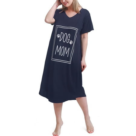 

FEREMO Plus Size Nightgowns for Women V Neck Short Sleeve Nightshirts Sleepwear