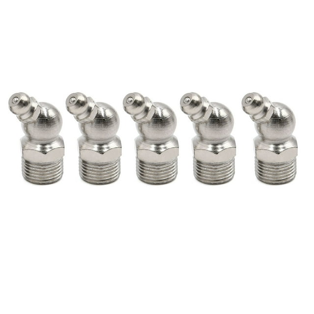 5Pcs M12x1 Boquillas Engrasadoras Ángulo 45 Grados Engrasador Boquilla de Grasa para Coche Chapado En Níquel