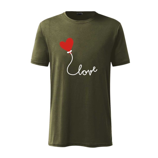 Hombres Día de San Valentín Manga corta Amor Impresión Cuello redondo Jersey Camiseta Blusa Pompotops oipoqjl4596