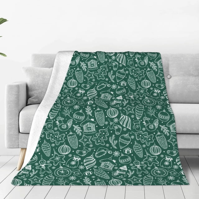 Balery Green Christmas Manta de Felpa Suave y Acogedora – Cobija de Franela Aterciopelada para Cama, Lavable y Cálida para Sofá, Mascotas, Transpirable-50"x40"