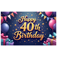 thumbnail image 2 of Decorative Design Happy 40th Birthday Banner Colorful Theme Balloon Decoration for Birthday Party Indoor Event Holiday Celebration, 2 of 7