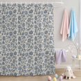 thumbnail image 2 of Shower Curtain Blue Floral Silhouette Shower Curtains for Bathroom Decor, Waterproof Polyester Shower Curtain Set with Hooks, Standard Size 72" x 72" Vintage Spring Flower, 2 of 9