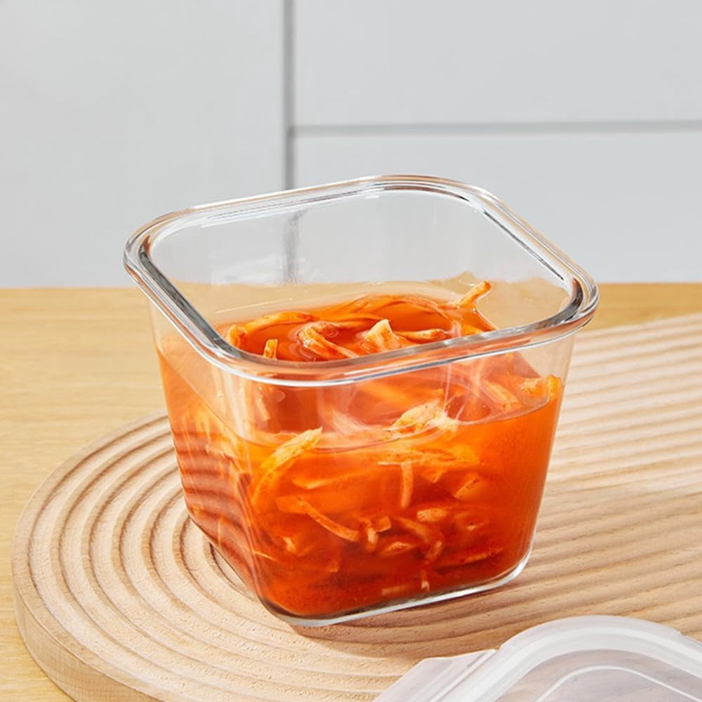 TT - 4 Cup Square Glass Food Storage Container with Lids, Square Glass Soup Container with Airtight Lids, 32 OZ Food Prep Bowls for Leftovers, Salad, Microwave、Fridge、Dishwasher Safe (4 Pack)