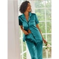 thumbnail image 4 of Avidlove Womens Satin Pajama Sets Silky Sleepwear Short Sleeve Button Down Shirts and Long Pant Loungewear 2 Piece Pjs Set S-XXL, 4 of 7