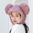 thumbnail image 2 of Aoochasliy Hats and Gloves Women Cute Cartoon Thick Hat Protectors Warm Plush Hat Bandage Cap, 2 of 7
