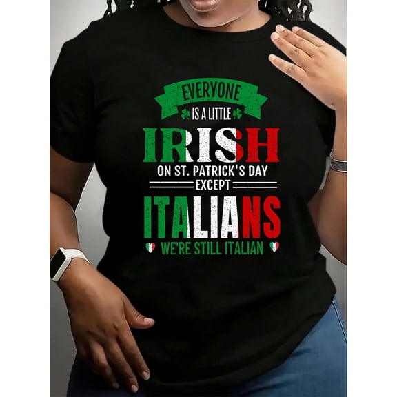 Funny Irish Italian St Patricks Day Pride Women Short Sleeve Holiday T-Shirt