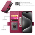 thumbnail image 6 of Compatible with iPhone 16 Pro Wallet Case, Classic PU Leather Flip Folio Case with Card Holders Kickstand [Shockproof TPU Inner Shell] Phone Cover for iPhone 16 Pro, Winered, 6 of 7