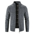 thumbnail image 2 of TUWABEII Christmas Sweaters for Mens,Mens Zip Up Knitted Cardigan Thick Sweater Stand Collar Fleece Lined Warm, 2 of 8