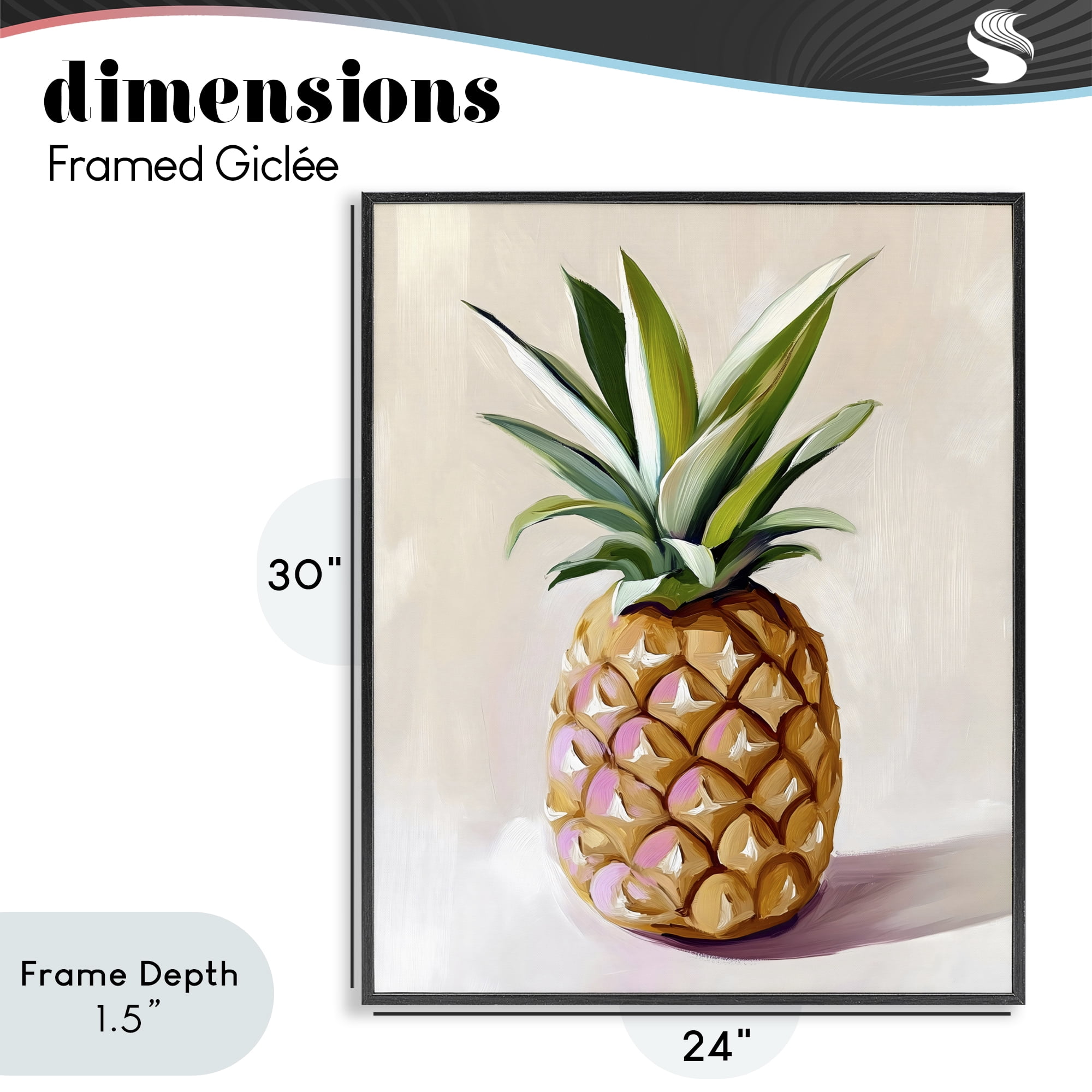 Stupell Industries Pastel Pineapple Tropical Fruit Black Framed Giclee Art, design by The Prints Vibe