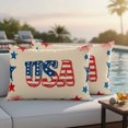 thumbnail image 5 of Independence Day Pillow Covers 2 Pack Retro 4th of July American Flag Red Blue Star Firework Pillowcase Waterproof Outdoor Throw Pillow Cover for Patio Balcony Rectangular Cushion 20”x12”, 5 of 9