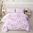 thumbnail image 2 of Erosebridal Lavender Bowknot Quilt Full,Rose Ribbon Bow Full Bedspread Sets For Girls,3-Piece, 2 of 7