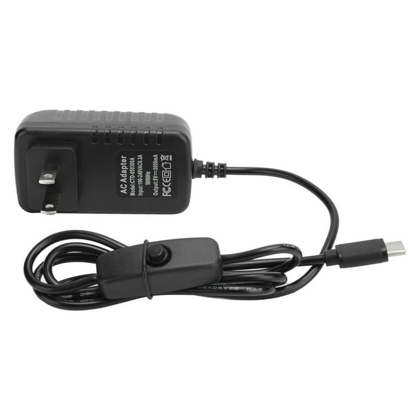 Ccdes Fuente de alimentación para Raspberry Pi 4B, cargador de 5V 3A para Raspberry Pi 4B con interruptor de encendido/apagado para adaptador de corriente del cargador